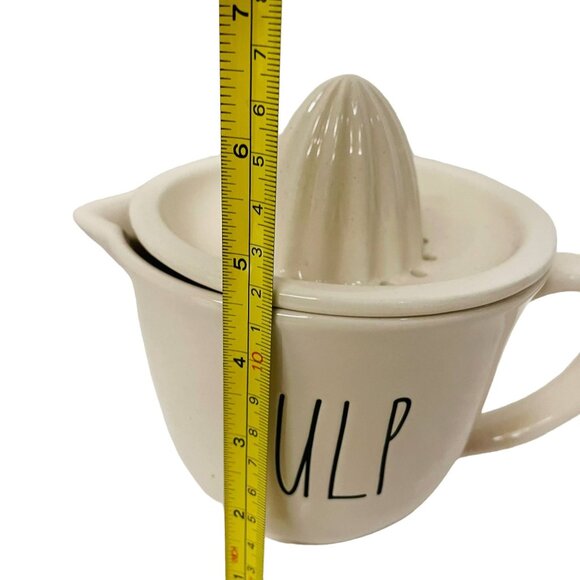 Rae Dunn Artisan Collection Ceramic Lemon Juicer & Mug CupWhite Strainer  5" x 7 - Picture 4 of 8